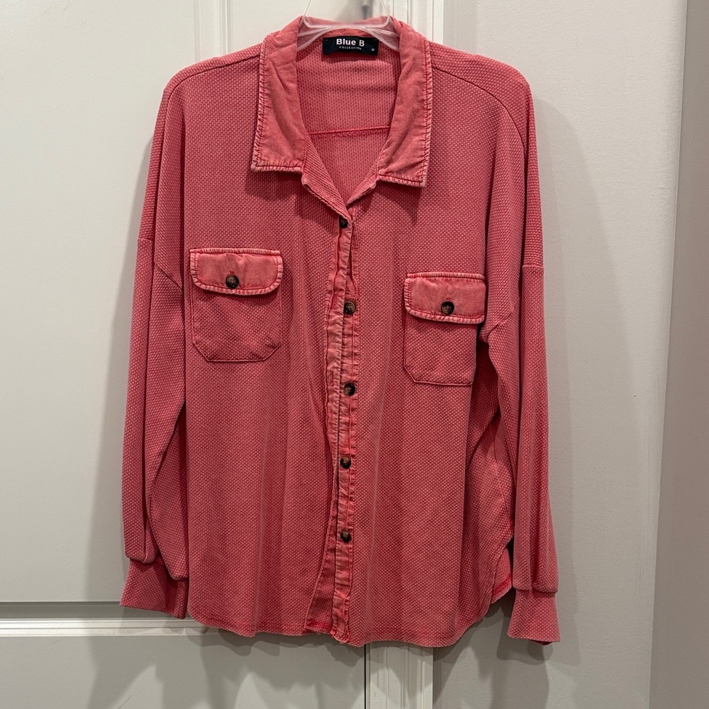 Women's Casual Button Down Shirt in Rose by Blue B